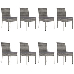Set da Pranzo da Giardino 9 pz in Polyrattan Grigio 3065704