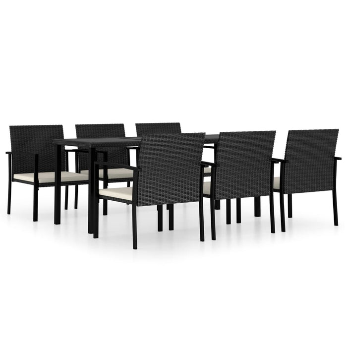 Set da Pranzo da Giardino 7 pz in Polyrattan Nero 3065709