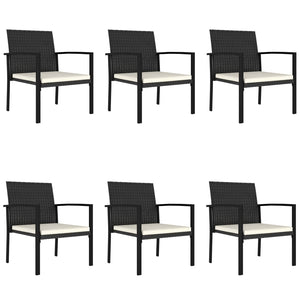 Set da Pranzo da Giardino 7 pz in Polyrattan Nero 3065709