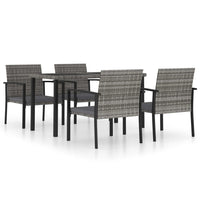 Set da Pranzo da Giardino 5 pz in Polyrattan Grigio cod mxl 36148