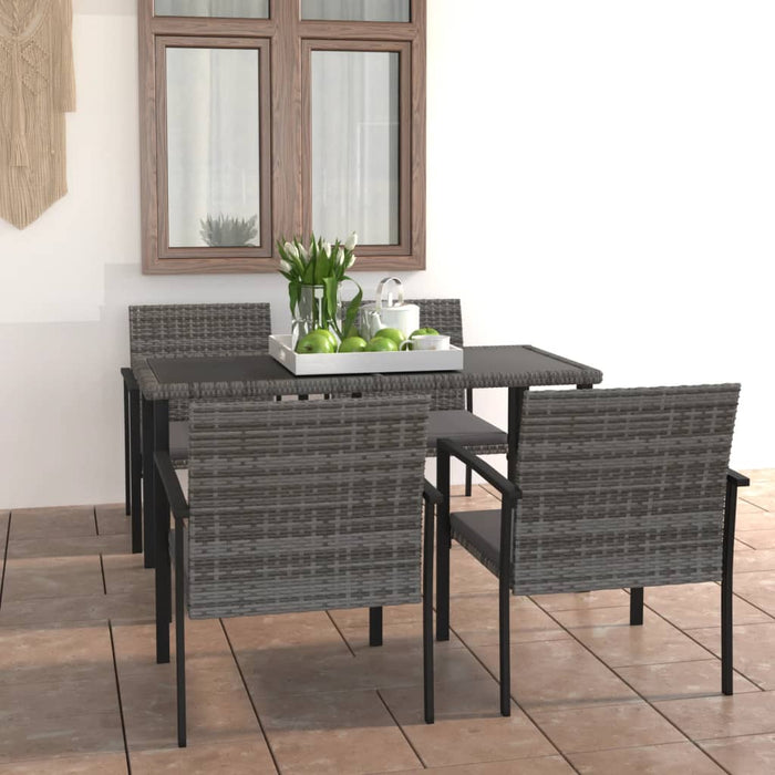 Set da Pranzo da Giardino 5 pz in Polyrattan Grigio cod mxl 36148
