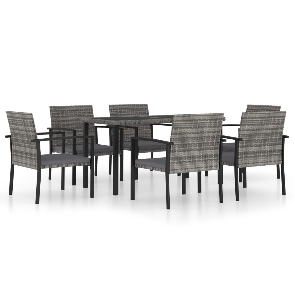 Set da Pranzo da Giardino 7 pz in Polyrattan Grigio cod mxl 36147