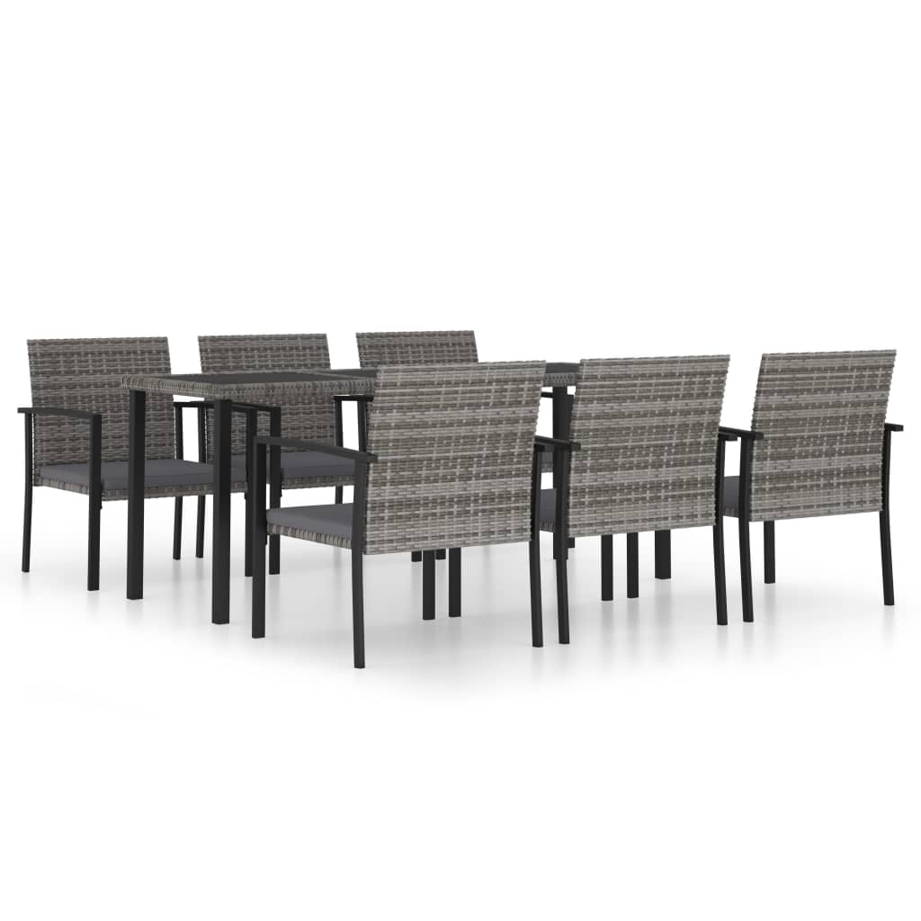 Set da Pranzo da Giardino 7 pz in Polyrattan Grigio 3065715