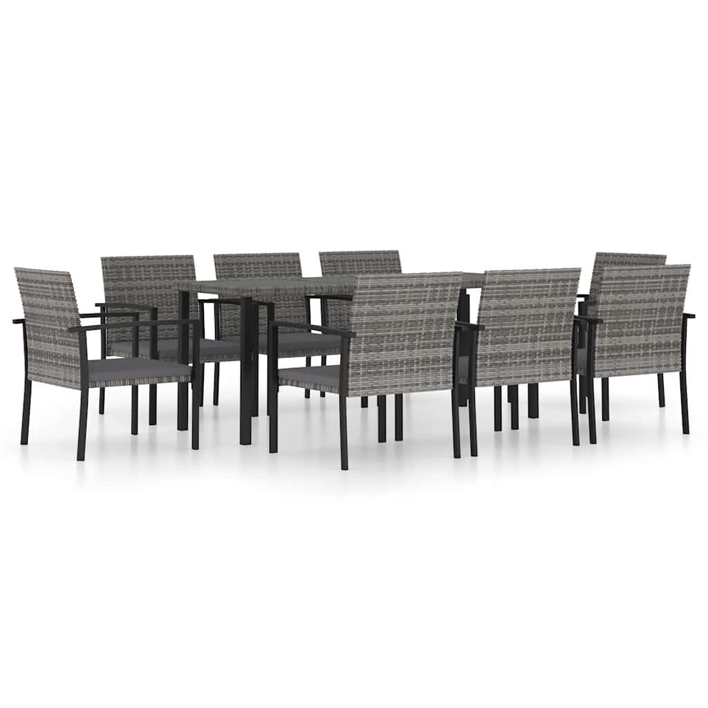 Set da Pranzo da Giardino 9 pz in Polyrattan Grigio cod mxl 36142