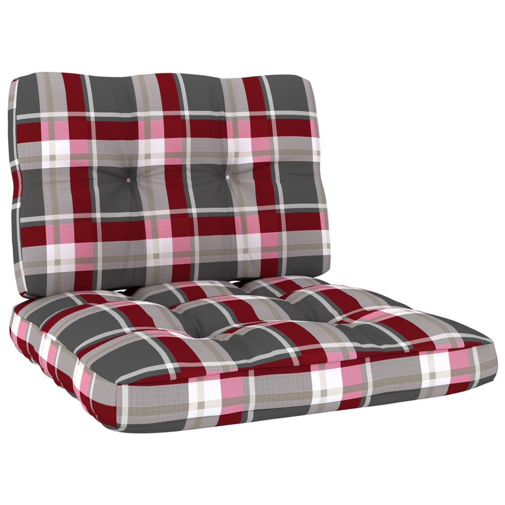 Sedia da Giardino Cuscini Tartan Rosso Legno Pino Impregnato 3065754