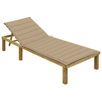 Sdraio sedia a sdraio lettino da giardino lettino da giardino terrazza mobili da esterno 200 cm con cuscino beige legno di pino impregnato 02_0012300