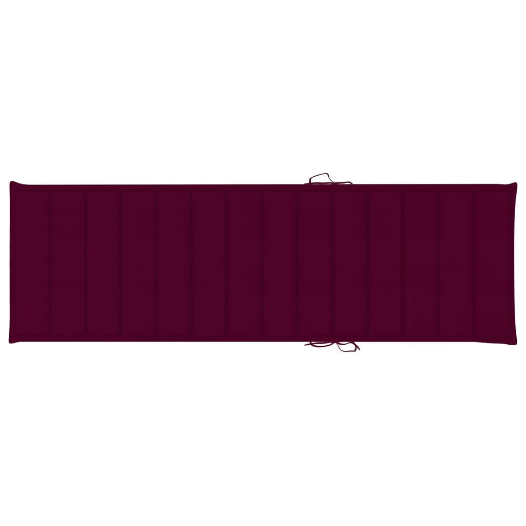 Lettino da Giardino con Cuscino Rosso Vino in Pino Impregnato cod mxl 7823