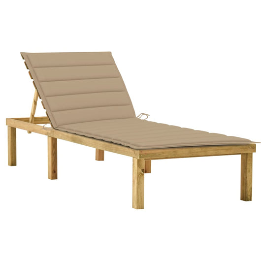 Sdraio sedia a sdraio lettino da giardino lettino da giardino terrazza mobili da esterno 200 cm con cuscino beige legno di pino impregnato 02_0012302