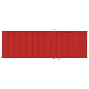 Lettino da Giardino con Cuscino Rosso in Legno Pino Impregnato