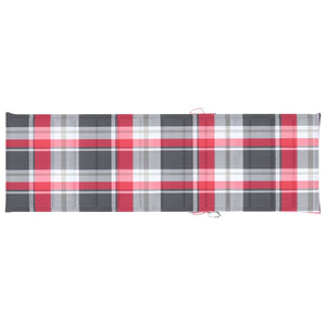 Lettino da Giardino con Cuscino Tartan Rosso in Pino Impregnato