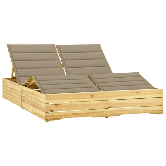 Sdraio sdraio prendisole lettino da giardino terrazza doppi mobili da esterno e cuscini beige legno di pino impregnato 02_0012748