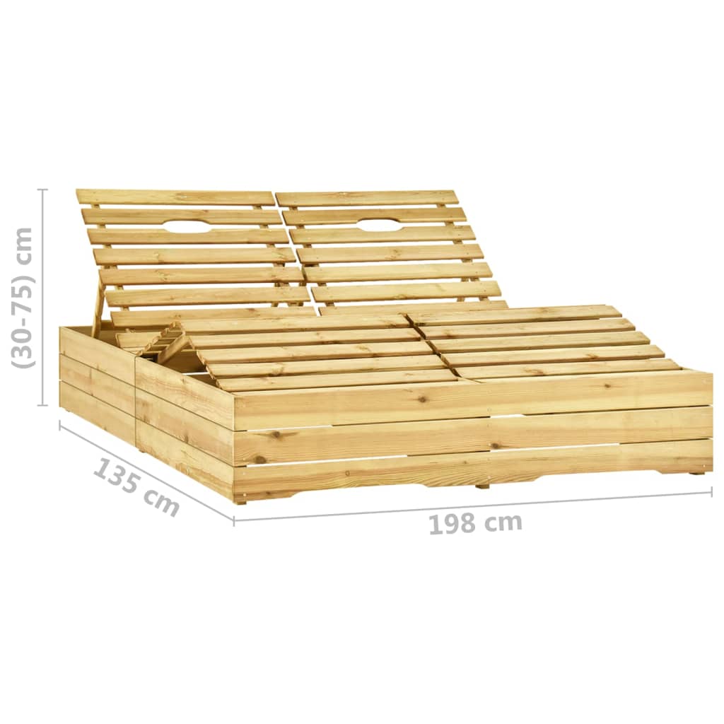 Sdraio sedia a sdraio lettino lettino da giardino terrazza doppi mobili da esterno e cuscini blu legno di pino impregnato 02_0012749