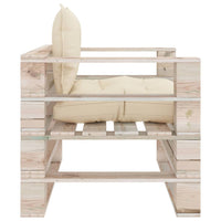 Poltrona da Giardino Pallet con Cuscini Crema in Legno di Pino 3066043
