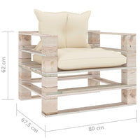 Poltrona da Giardino Pallet con Cuscini Crema in Legno di Pino 3066043