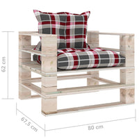 Divano su Pallet con Cuscini Rossi a Quadri in Legno di Pino 3066051