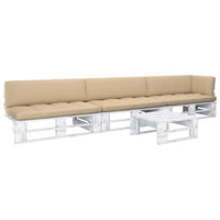 Set di Divani su Pallet 4 pz e Cuscini Bianchi Pino Impregnato cod mxl 35975