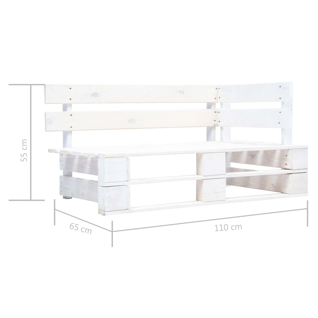 Set Divani in Pallet con Cuscini 4 pz in Pino Impregnato Bianco 3066785