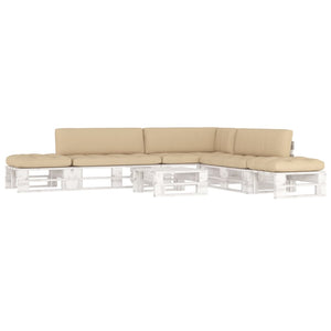 Set di Divani su Pallet 6pz e Cuscini in Pino Impregnato Bianco cod mxl 35977