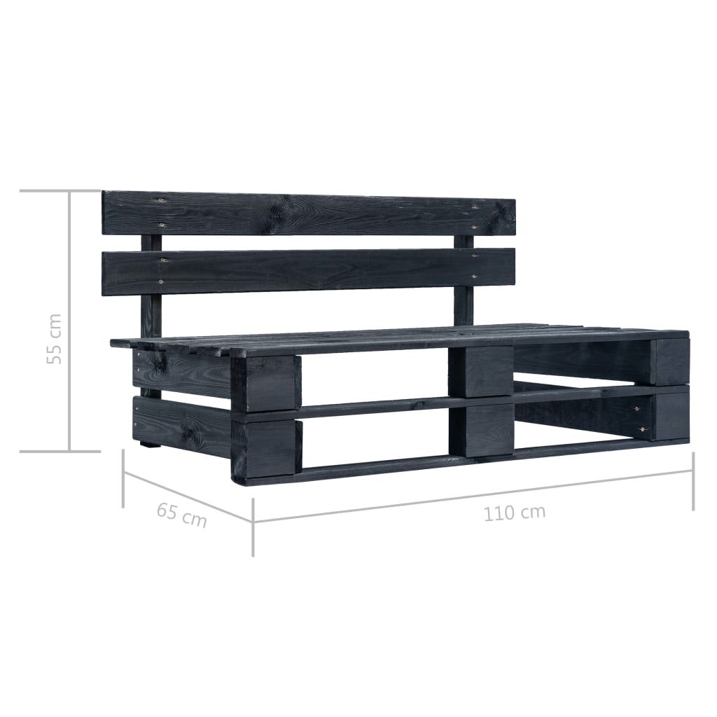 Set Divani in Pallet con Cuscini 6 pz in Pino Impregnato Nero 3066872