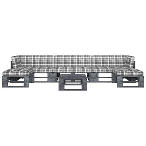 Set di Divani su Pallet 6pz e Cuscini in Pino Impregnato Grigio cod mxl 40695