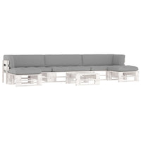 Set di Divani su Pallet 6pz e Cuscini in Pino Impregnato Bianco cod mxl 47981