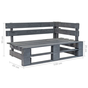 Set Divani in Pallet con Cuscini 6 pz in Pino Impregnato Grigio 3066990