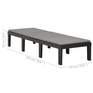 Sdraio sdraio lettino lettino da giardino terrazza arredo da esterno con cuscino in plastica antracite 02_0012500