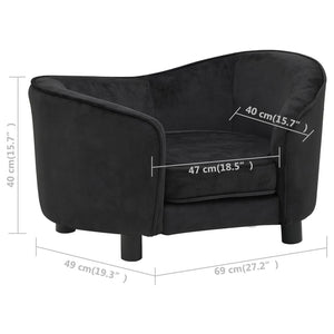 Divano per cani nero 69 cm peluche nero 02_0000203