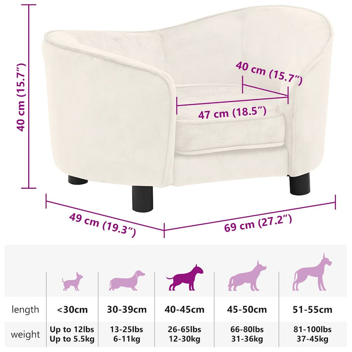 Divano per Cani Crema 69x49x40 cm in Peluche 171025