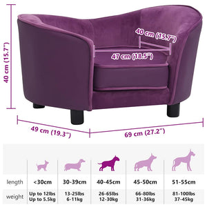 Divano per Cani Borgogna 69x49x40cm in Peluche e Similpelle 171035