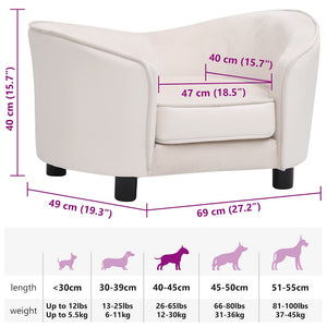 vidaXL Divano per Cani Crema 69x49x40 cm in Peluche e Similpelle