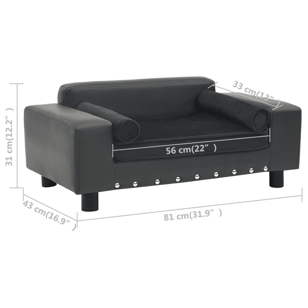 Divano per cani 81 cm in peluche e sintetico grigio scuro 02_0000172