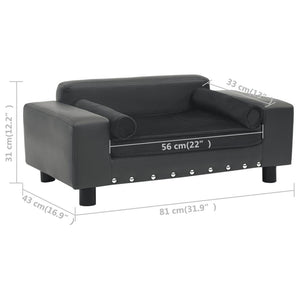 Divano per cani 81 cm in peluche e sintetico grigio scuro 02_0000172