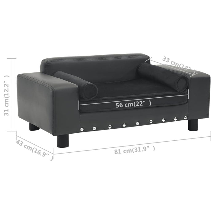 Divano per cani 81 cm in peluche e sintetico grigio scuro 02_0000172