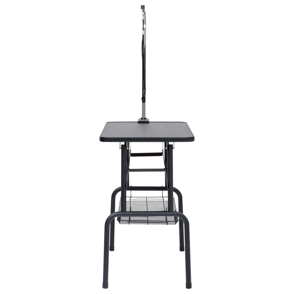 Tavolo Toelettatura per Cani Regolabile con 1 Anello e Cesto