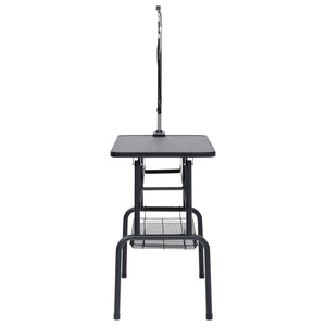 Tavolo Toelettatura per Cani Regolabile con 1 Anello e Cesto