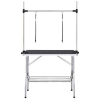 Tavolo Toelettatura per Cani Regolabile con 2 Anelli e Cesto 171069