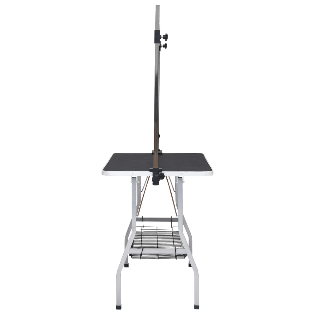 Tavolo Toelettatura per Cani Regolabile con 2 Anelli e Cesto 171069