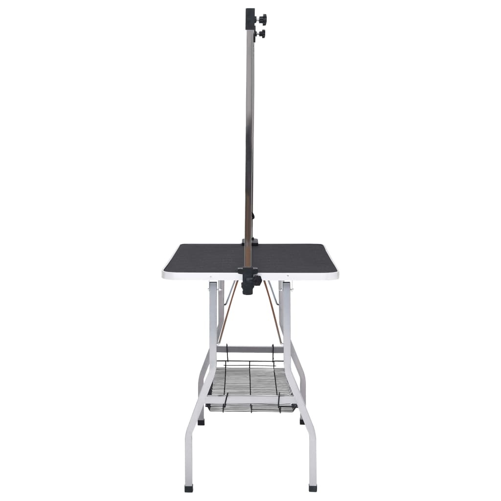 Tavolo Toelettatura per Cani Regolabile con 2 Anelli e Cesto 171070