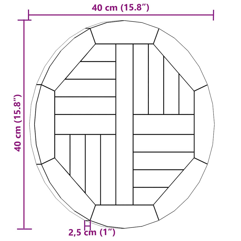 Piano Tavolo in Legno Massello di Teak Rotondo 2,5 cm 40 cm cod mxl 64338