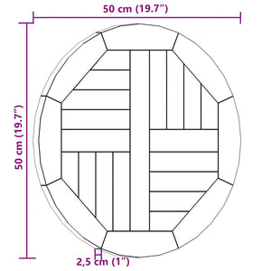 Piano Tavolo in Legno Massello di Teak Rotondo 2,5 cm 50 cm cod mxl 78319