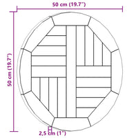 Piano Tavolo in Legno Massello di Teak Rotondo 2,5 cm 50 cm 316154