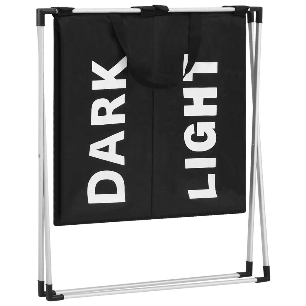 vidaXL Portabiancheria a 2 Sezioni Nero