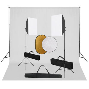 Kit professionale per studio fotografico con softbox fondale bianco e riflettore 02_0001499