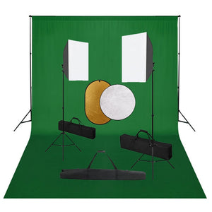 Kit professionale per studio fotografico con softbox fondale verde e riflettore 02_0001500
