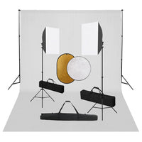 Kit professionale per studio fotografico con softbox fondale bianco e riflettore 02_0001502