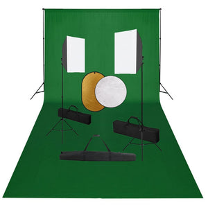 Kit professionale per studio fotografico con softbox fondale verde e riflettore 02_0001503
