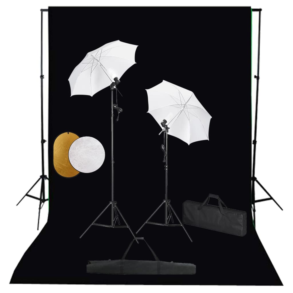 Kit Studio Fotografico con Luci Ombrelli Fondale e Riflettore cod mxl 77193