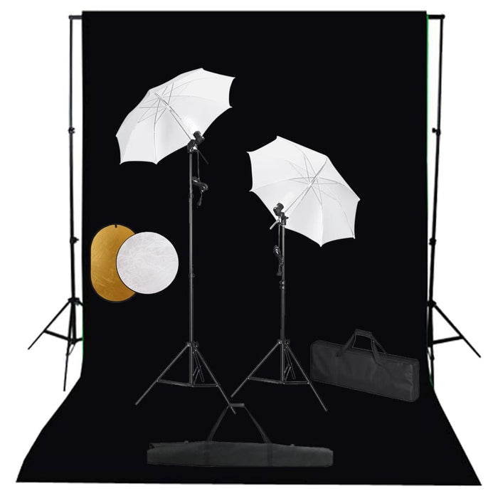 Kit Studio Fotografico con Luci Ombrelli Fondale e Riflettore cod mxl 77193