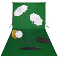 Kit professionale per studio fotografico con lampade per fondale e riflettore verde 02_0001459